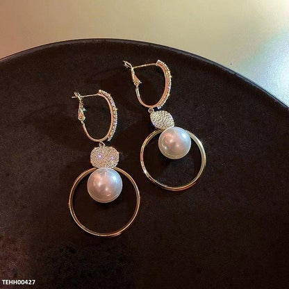 TEHH00427 BTO Coin Pearl Drop Hoops Pair - TEHH
