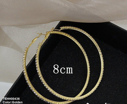 TEHH00436 YJJ Crystal Round Drop Hoops Pair -TEHH