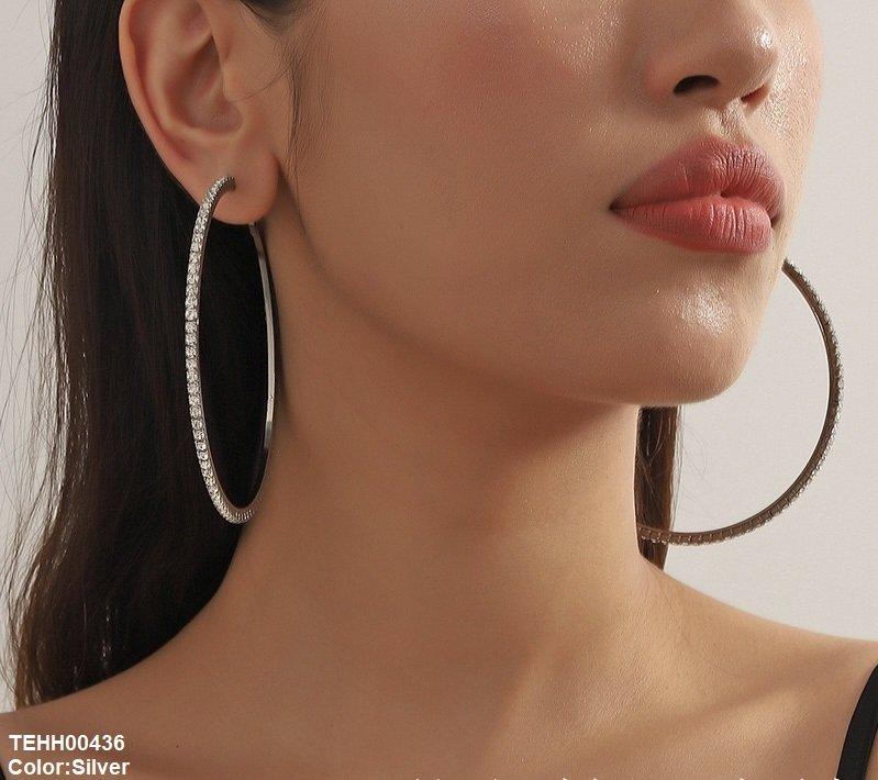TEHH00436 YJJ Crystal Round Drop Hoops Pair -TEHH