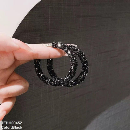 TEHH00452 ZHL Round Stones Hoops Pair - TEHH