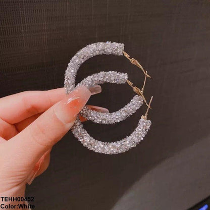 TEHH00452 ZHL Round Stones Hoops Pair - TEHH