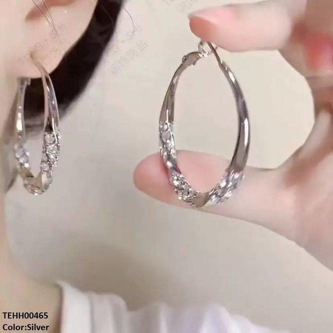 TEHH00465 YHC Crystal Round Drop Hoops Pair -TEHH