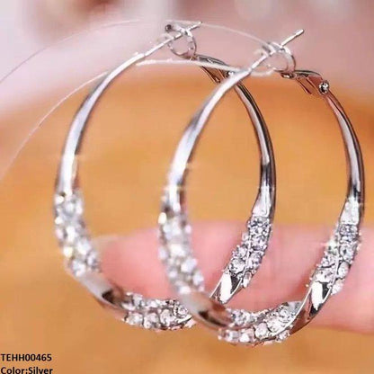 TEHH00465 YHC Crystal Round Drop Hoops Pair -TEHH