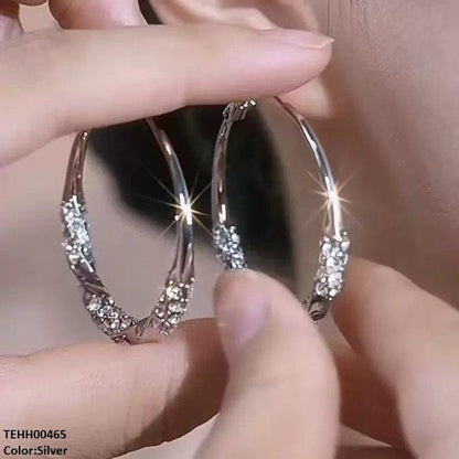TEHH00465 YHC Crystal Round Drop Hoops Pair -TEHH