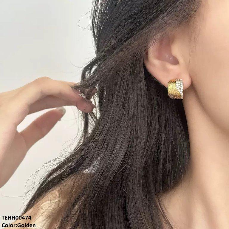 TEHH00474 BTO Round Stone  Ear Hoops Pair - TEHH