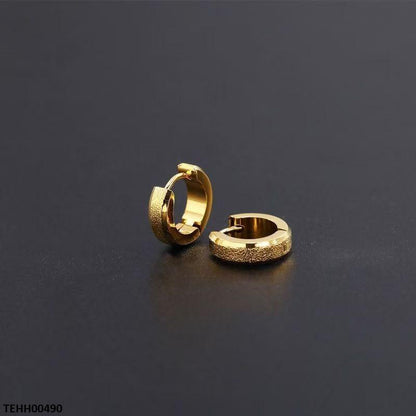TEHH00490 DGF Stainless Steel Round Shine Hoops Pair - TETH