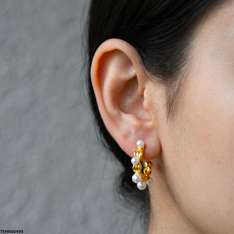TEHH00493 MSJ Stainless Steel C Shape Pearl Hoops Pair - TEHH