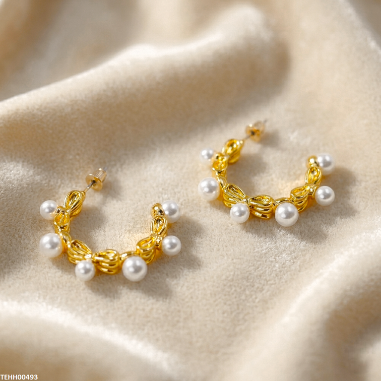 TEHH00493 MSJ Stainless Steel C Shape Pearl Hoops Pair - TEHH