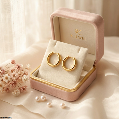 TEHH00501 XAS Round Stainless Steel Ear Hoops Pair - TEHH