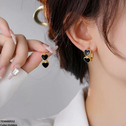 TEHH00552  QWN Round Heart Hoops Pair - TEHH