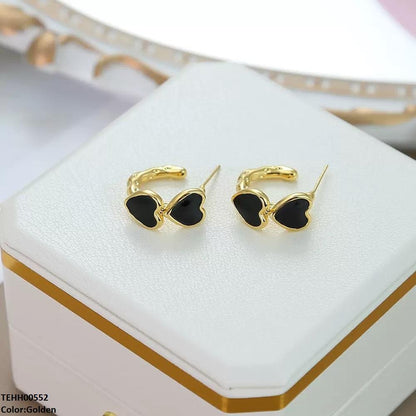 TEHH00552  QWN Round Heart Hoops Pair - TEHH