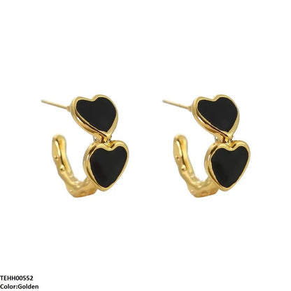 TEHH00552  QWN Round Heart Hoops Pair - TEHH