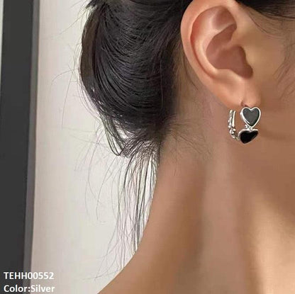 TEHH00552  QWN Round Heart Hoops Pair - TEHH