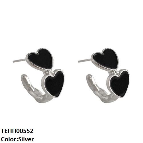 TEHH00552  QWN Round Heart Hoops Pair - TEHH