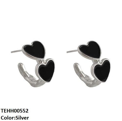 TEHH00552  QWN Round Heart Hoops Pair - TEHH