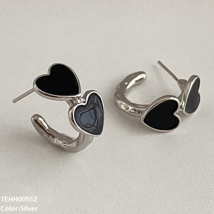 TEHH00552  QWN Round Heart Hoops Pair - TEHH