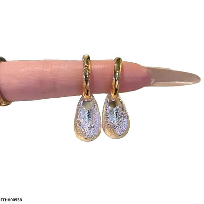 TEHH00558 ZCD Tear Drop Stainless Steel Hoops Pair - TEHH