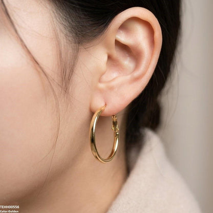 TEHH00556 ZCD Stainless Steel Round Hoops Pair - TEHH