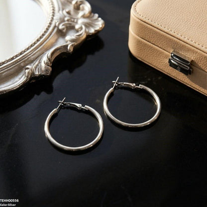 TEHH00556 ZCD Stainless Steel Round Hoops Pair - TEHH