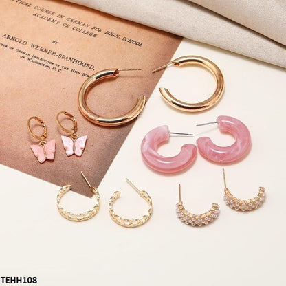 TEHH108 LSH 5 Differ Ear Hoops Pair