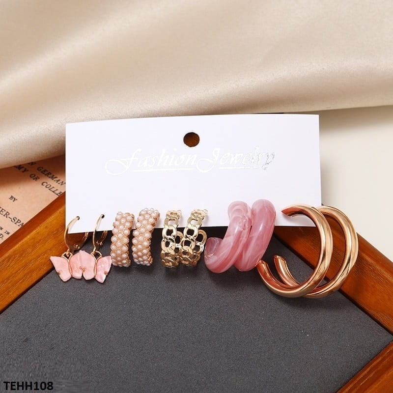 TEHH108 LSH 5 Differ Ear Hoops Pair