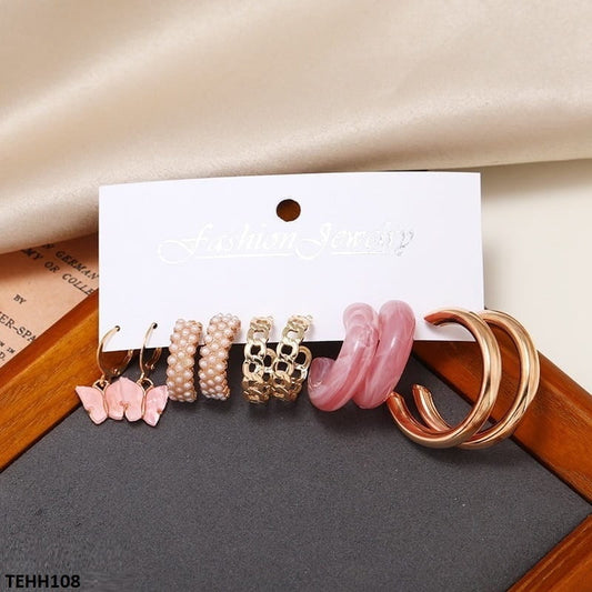 TEHH108 LSH 5 Differ Ear Hoops Pair