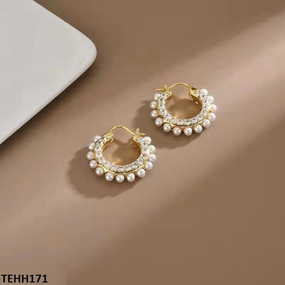 TEHH171 BTO Round Pearl Hoops Pair