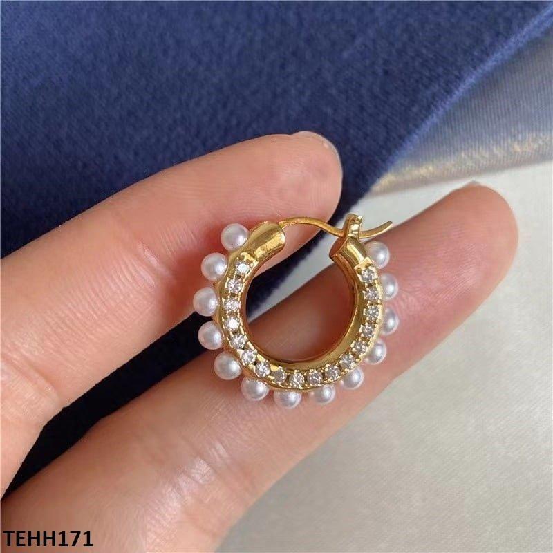 TEHH171 BTO Round Pearl Hoops Pair