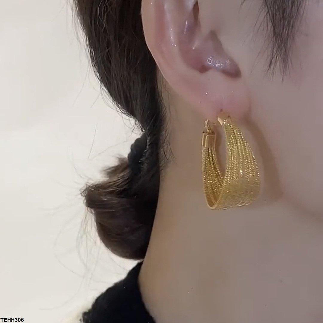 TEHH306 YQG Wire Layered Hoops Pair