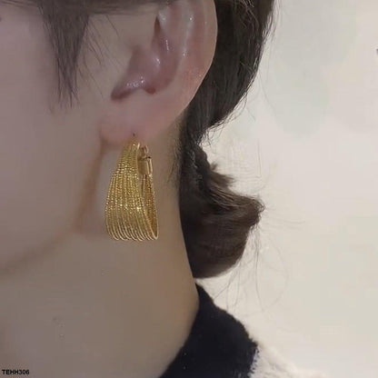 TEHH306 YQG Wire Layered Hoops Pair