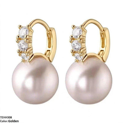TEHH308 YHC Round Pearl Hoops Pair