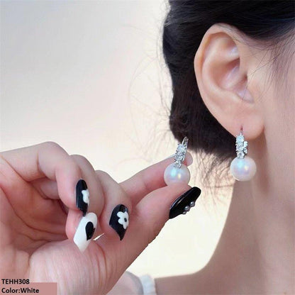 TEHH308 YHC Round Pearl Hoops Pair