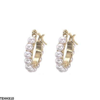 TEHH310 YHC Round Pearl Hoops Pair