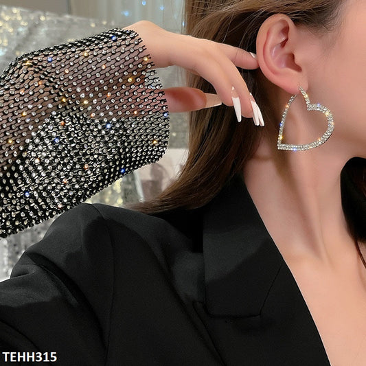 TEHH315 SIQ Heart Ear Hoops Pair