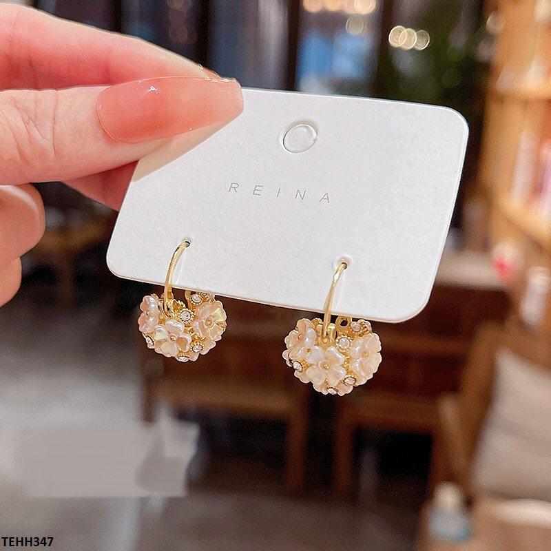 TEHH347 HJF Flower Ear Hoops Pair