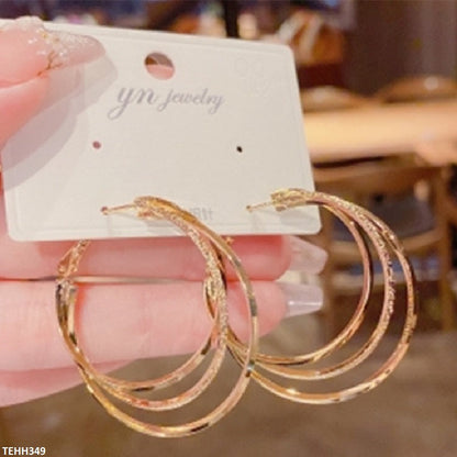 TEHH349 HJF Round Layered Ear Hoops Pair