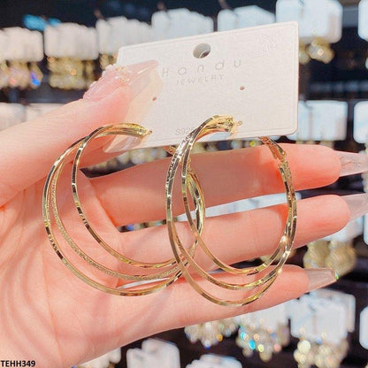 TEHH349 HJF Round Layered Ear Hoops Pair