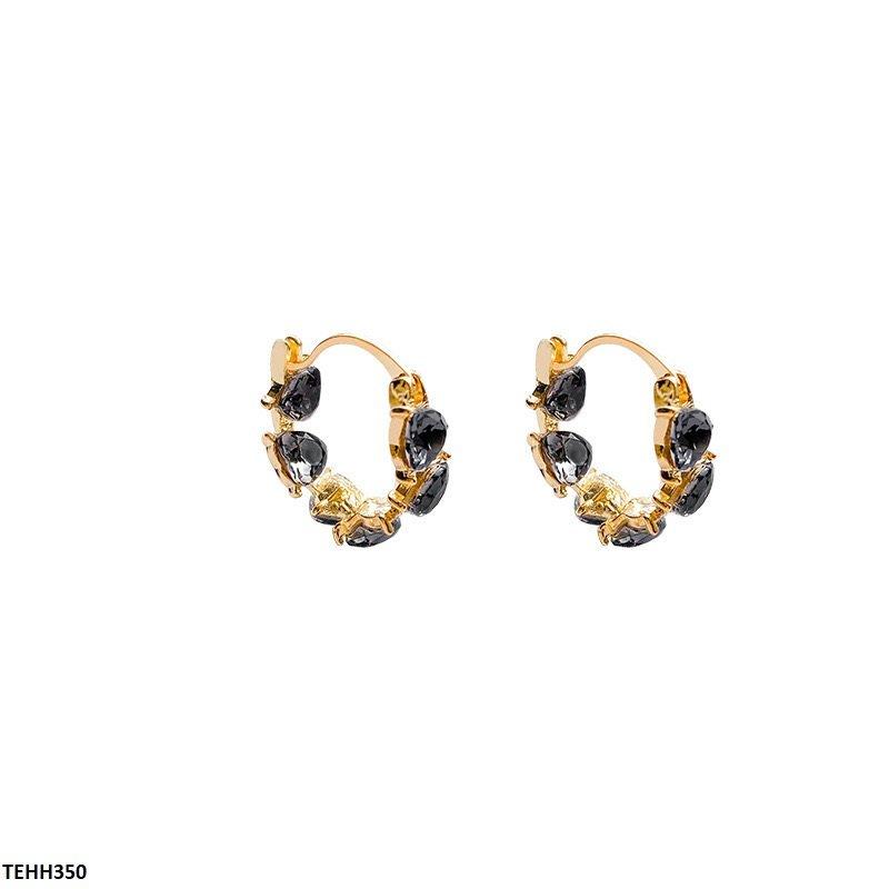 TEHH350 HJF Heart Stone Ear Hoops Pair