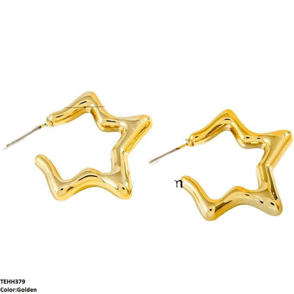 TEHH379 YYE Star Ear Hoops Pair