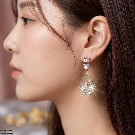 TEDH00456 QSJTear/Flower Zircon Earrings - TEDH