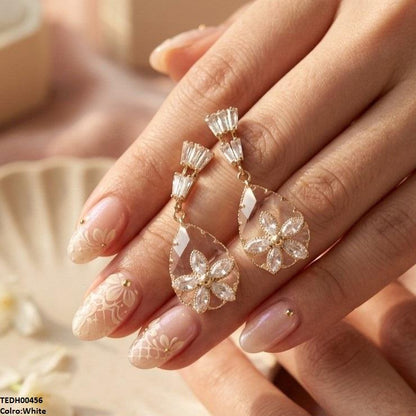 TEDH00456 QSJTear/Flower Zircon Earrings - TEDH