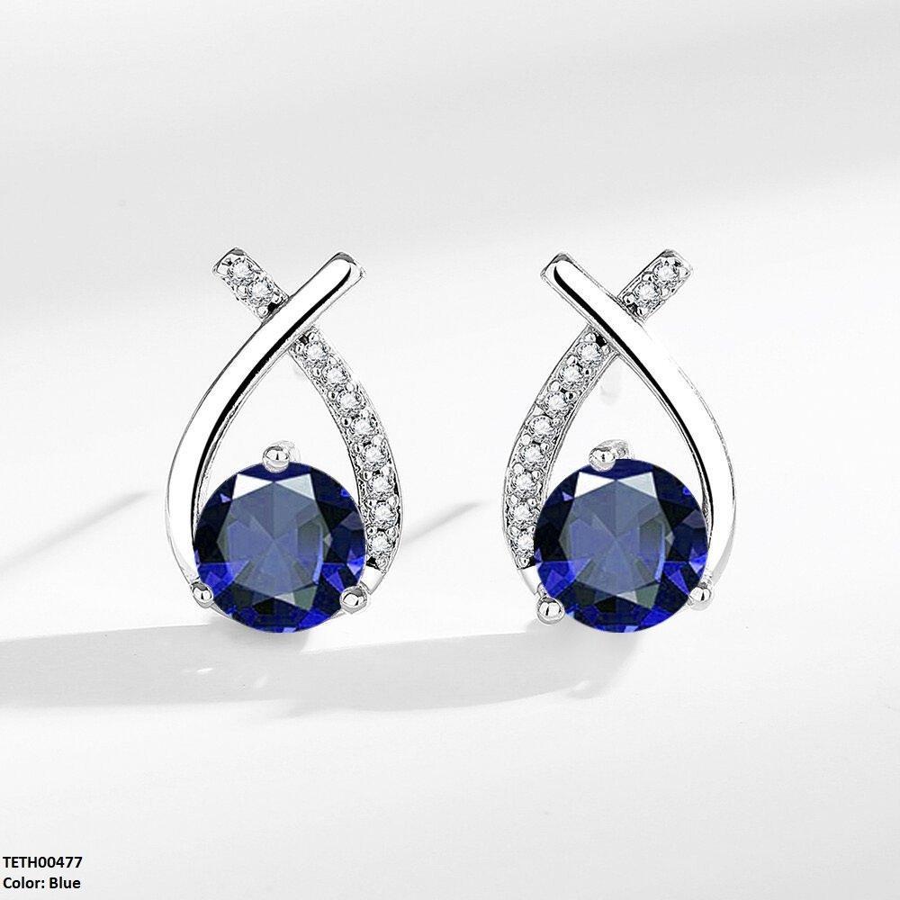 TETH00477 BLX  Round Zircon Cross Tops Pair - TETH
