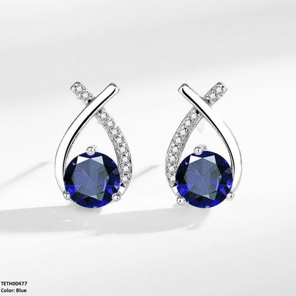 TETH00477 BLX  Round Zircon Cross Tops Pair - TETH