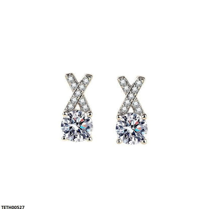 TETH00527 JJF Crose Round Stone Zircon Tops Pair - TETH
