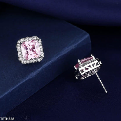 TETH328 BLX Pink Step Square Sterling Tops