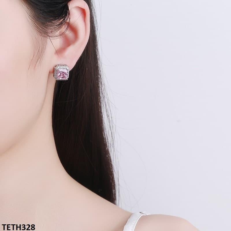 TETH328 BLX Pink Step Square Sterling Tops