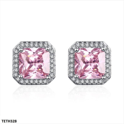 TETH328 BLX Pink Step Square Sterling Tops