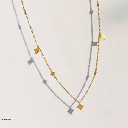 TNCH00308 DGF Stainlee Steel Square/Star Nacklace - TNCH