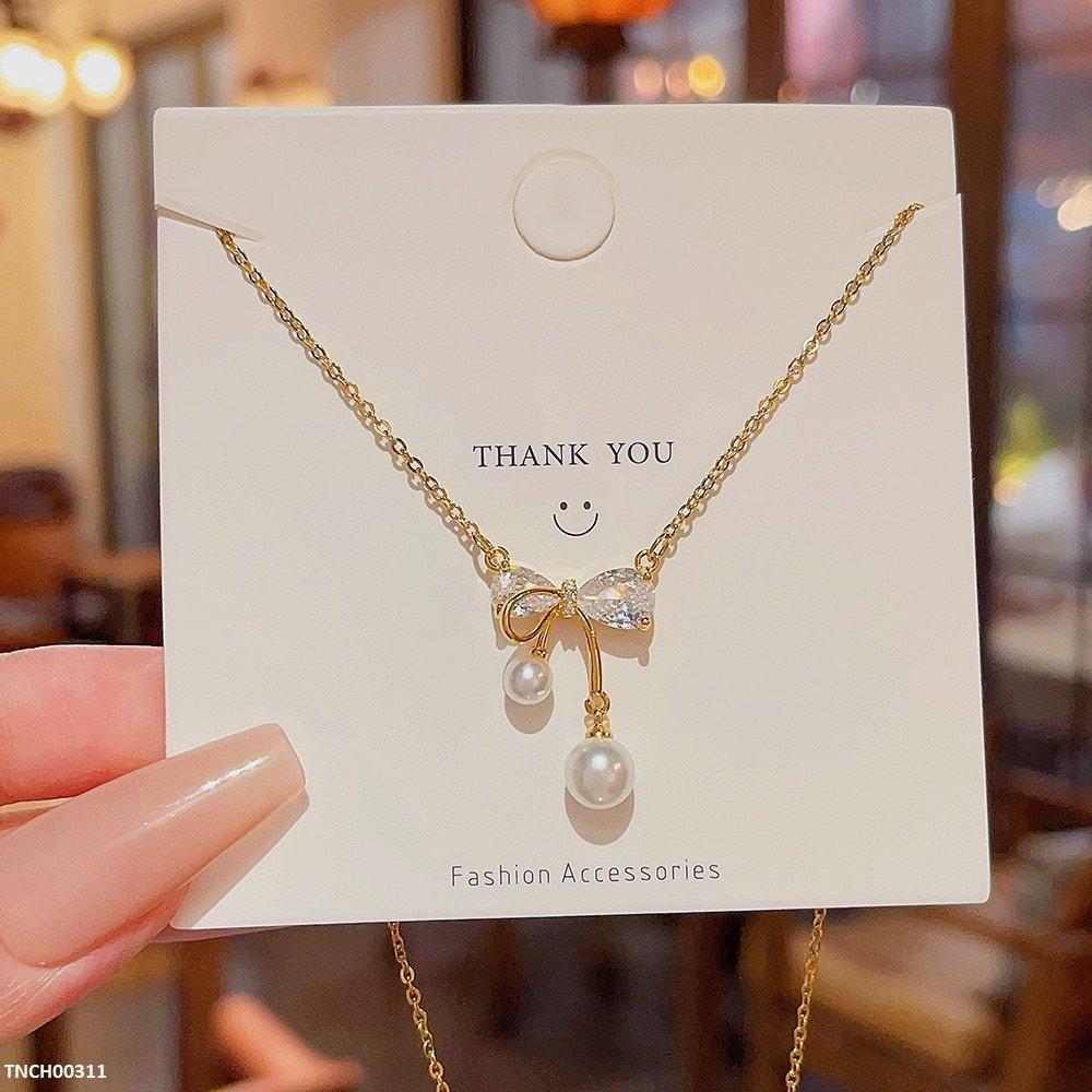 TNCH00311 DDJ Bow/Pearl Necklace - TNCH