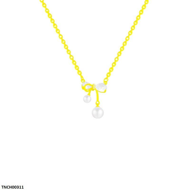 TNCH00311 DDJ Bow/Pearl Necklace - TNCH